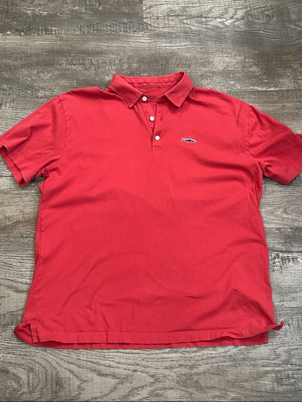 Patagonia Men's Large Trout Fitz Roy Short Sleeve Polo Shirt in Red